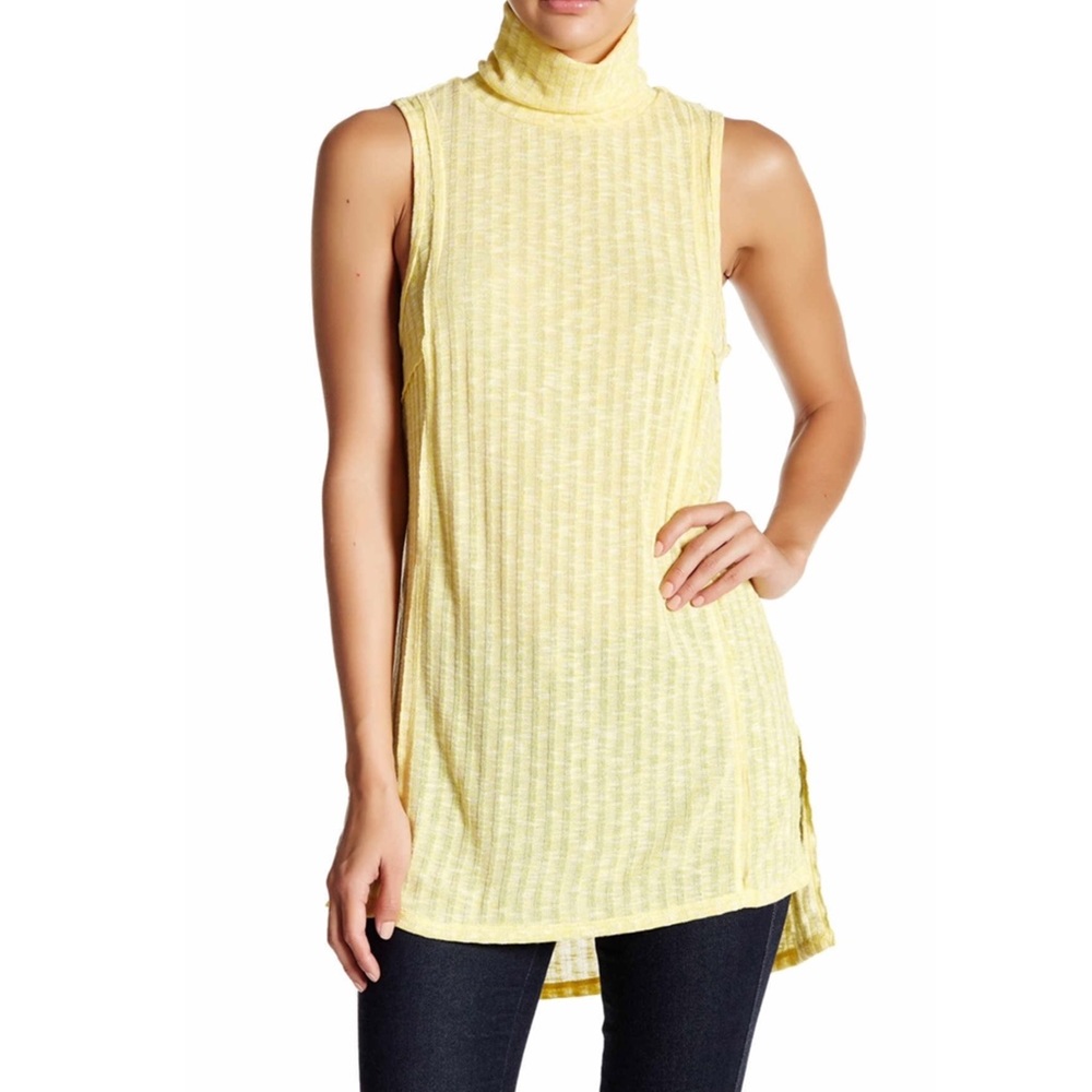 Sleeveless Hi-Lo Turtleneck Tank in Yellow